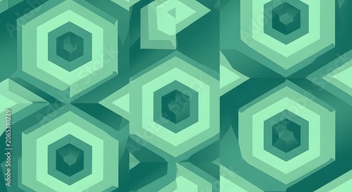 Abstract green geometric hexagon pattern background isolated on transparent background