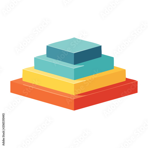 Colorful stacked cubes pyramid illustration