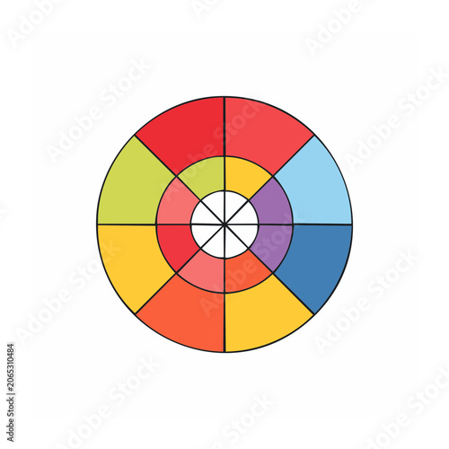 Flat design color wheel with eight segments