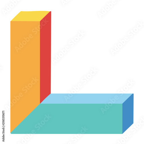 Isometric 3D Letter L in Colorful Blocks