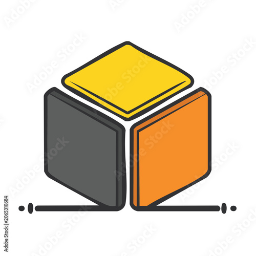 Isometric stacked cubes icon with transparent background
