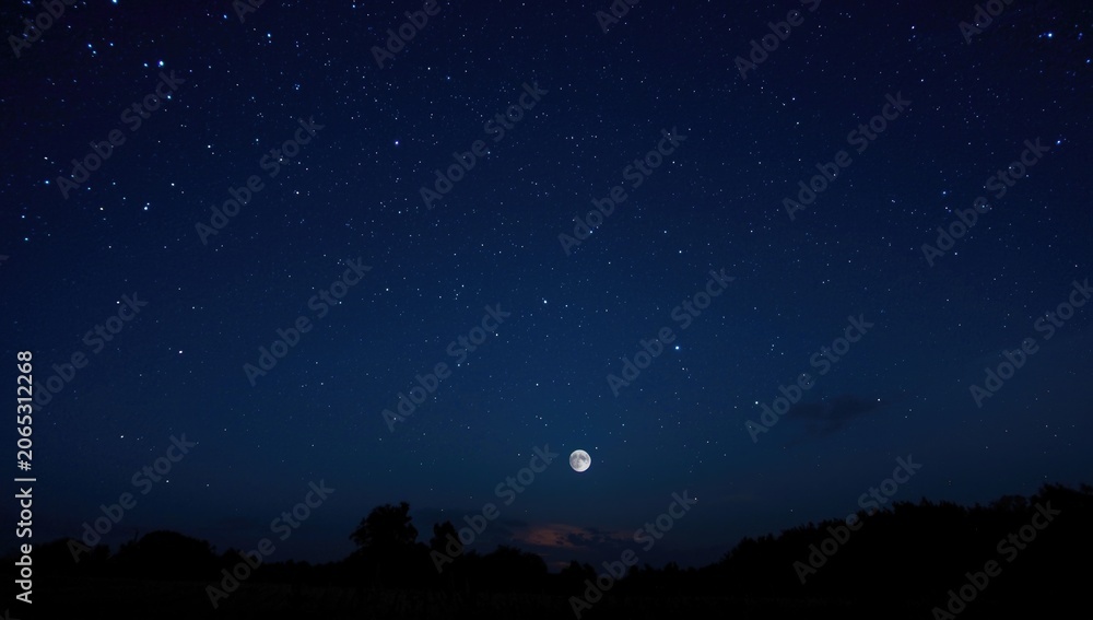 Fototapeta premium Serene full moon illuminating a star-studded night for a celestial gathering