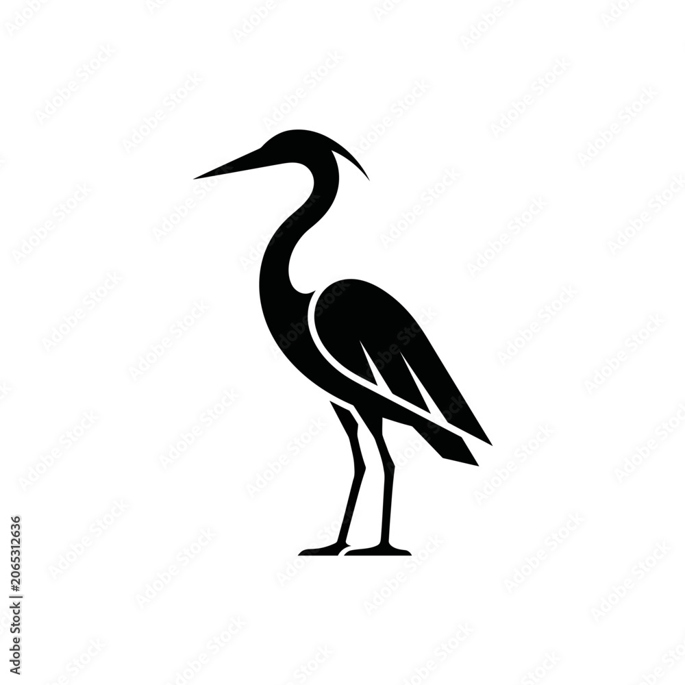 Obraz premium Minimalist modern black walking ibis curlew bird logo icon vector illustration