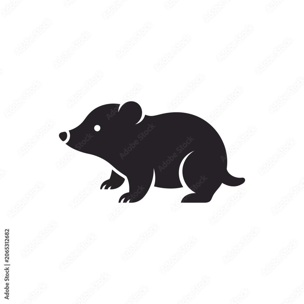 Fototapeta premium Minimalist modern black walking mole field mouse logo icon vector illustration
