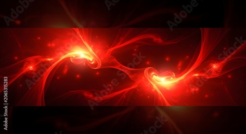 Abstract red light waves glowing on dark background isolated on transparent background