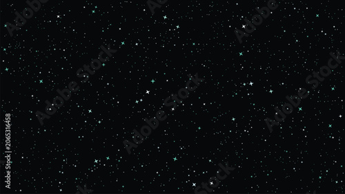 Shining Stars on Black Background Seamless Night Sky Pattern with Sparkling Glitter