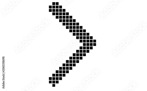 Round halftone arrowhead icon, Dotted gradient pointer symbol, Black circular pattern arrow, Abstract dot matrix sign