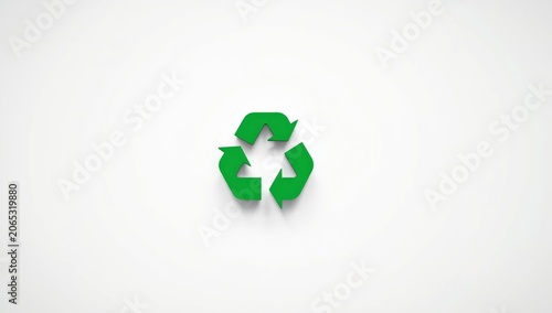 Green recycling symbol on a white background