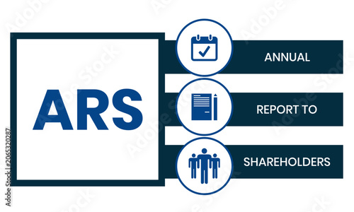 ARS - Annual Report to Shareholders acronym. business concept background. vector illustration concept with keywords and icons. lettering illustration with icons for web banner, flyer