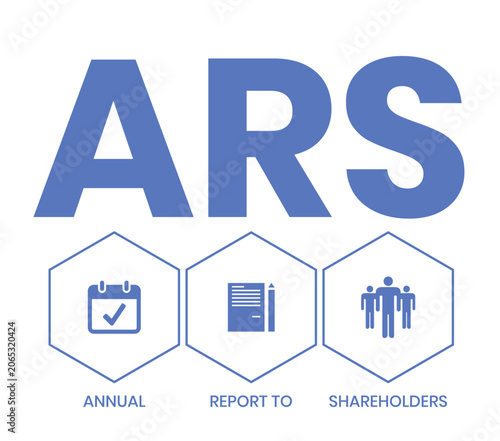 ARS - Annual Report to Shareholders acronym. business concept background. vector illustration concept with keywords and icons. lettering illustration with icons for web banner, flyer