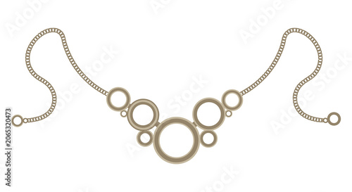 Foto Gold necklace with circular pendants flat vector silhouette jewelry pendant