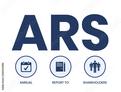 ARS - Annual Report to Shareholders acronym. business concept background. vector illustration concept with keywords and icons. lettering illustration with icons for web banner, flyer
