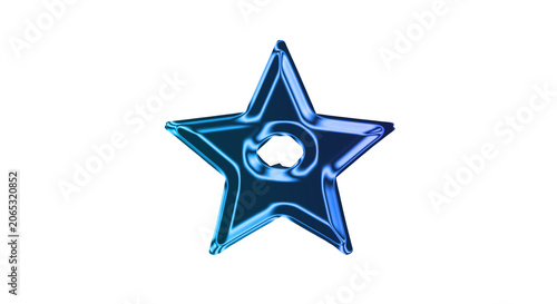 Quadro su tela A shiny blue star with a circular cutout is depicted on a transparent background