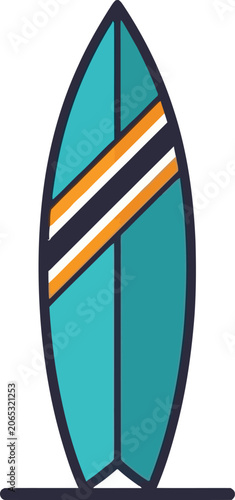 Εκτύπωση καμβά Surfboard with colorful diagonal stripes design.