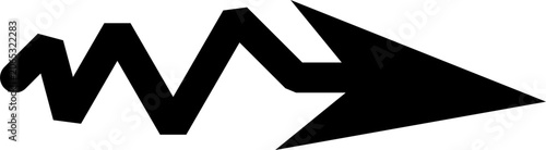 фотографія Curved zigzag arrow icon, Wavy line pointer symbol, Rounded angular directional