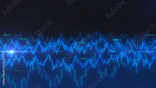 Blue stock market background candle chart index profit success trading diagram forecast information loss progress report curve economic investing management portfolio