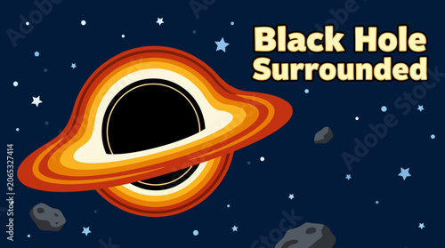 Foto Supermassive Black Hole Surrounded by Glowing Accretion Disk Intense Radiation a