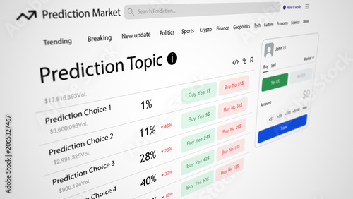 Foto Platform prediction market forecast topic bet, invest value trade exchange broke