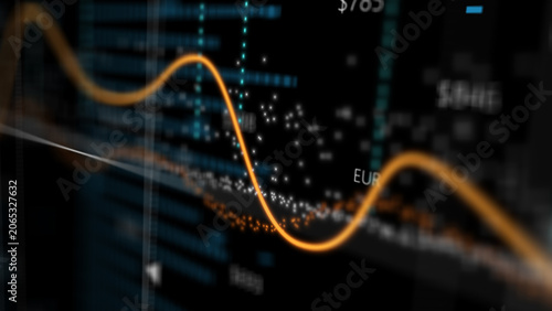 Digital stock market price rally displayed on abstract financial line chart diagram representing successful corporate growth and upward economic investment trend