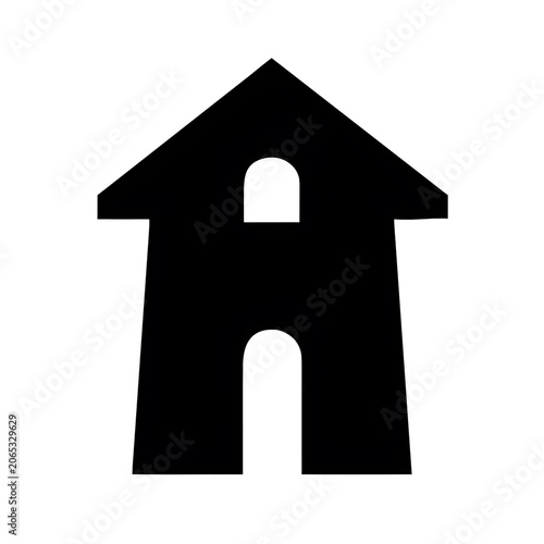 Simple Residential House Solid Black Home Vector Icon