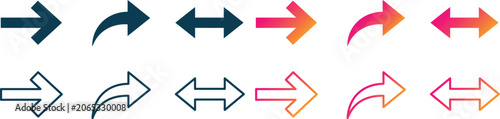 Bild auf Leinwand arrow icon collection with gradient and outline styles for navigation and direct