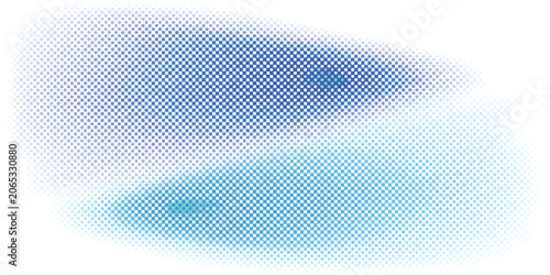 Blue and cyan abstract halftone dot vignette background. Double oval gradient pop art texture isolated on white for modern graphic design, tech banner, and creative backdrop