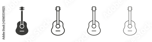 Photography Guitar icon design vectors in black. Suitable for web design