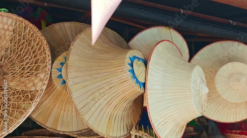 Thai hat, woven handicraft , Thai folk handicrafts , hand made.