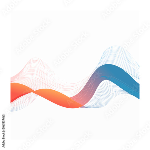 Flat design ribbon in orange pink and blue
