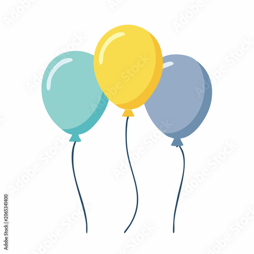 Three Colorful Balloons Floating
