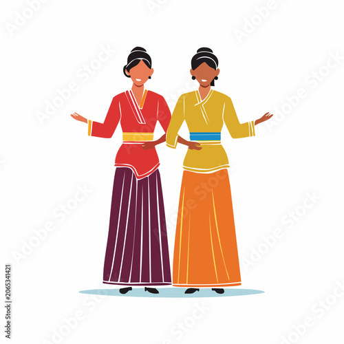 Two Women in Traditional Asian Attire