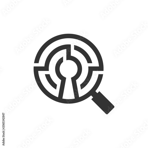 A magnifying glass with a maze inside