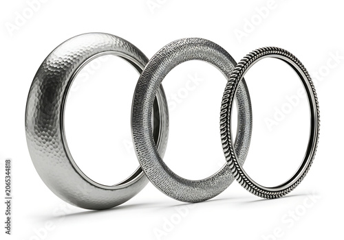 Three interlocking metal wedding rings
