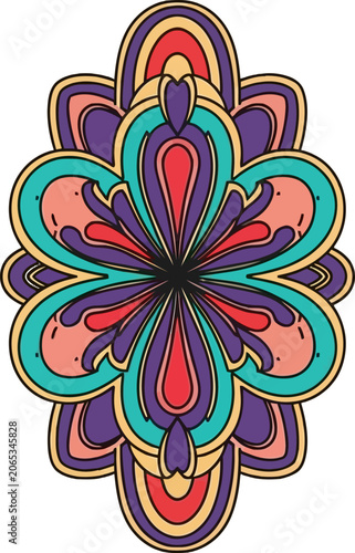 Vibrant colorful flower design pattern.