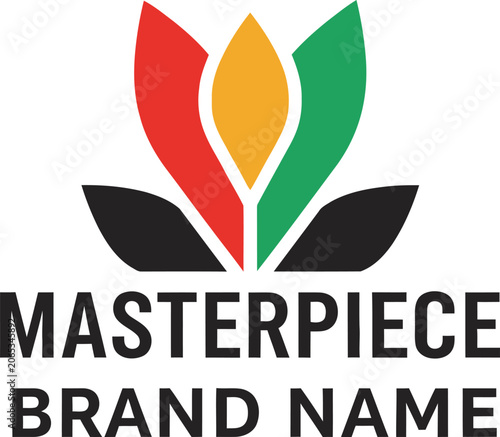 Vibrant Floral Logo Design with Bold Typography for Masterpiece Brand.