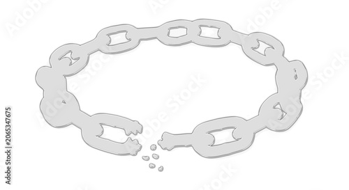 Konstfotografi Broken chain lies on transparent background with scattered links
