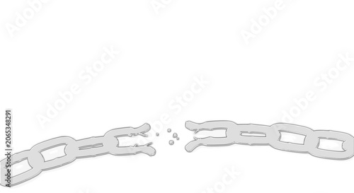 Bild auf Leinwand Broken metal chain links on a transparent background with broken pieces
