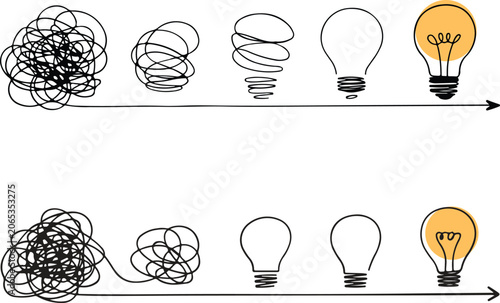 Fotografie Vector illustration of light bulb ideas and inspiration coming to life
