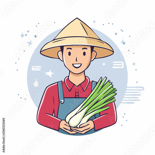 Farmer Holding Fresh Scallions