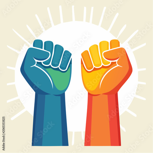 Two Fists Raised in Unity and Strength