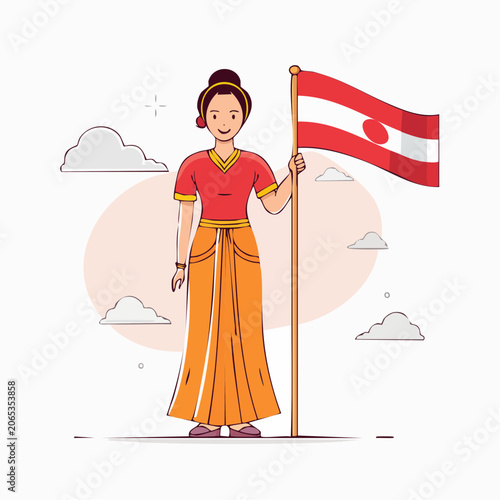 Woman Holding a Flag