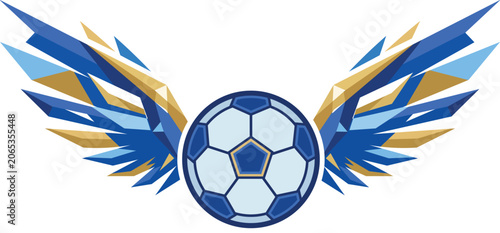 Soccer Ball Vector Emblem – Geometric Wings with Laurel Wreath