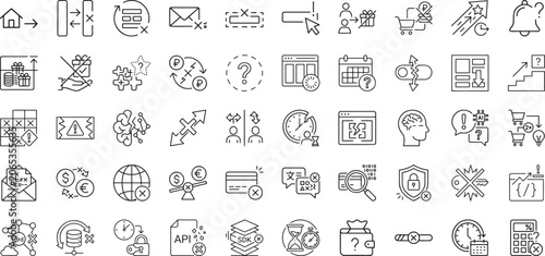 Obraz na płótnie Global market economy decline and business interface failure icons