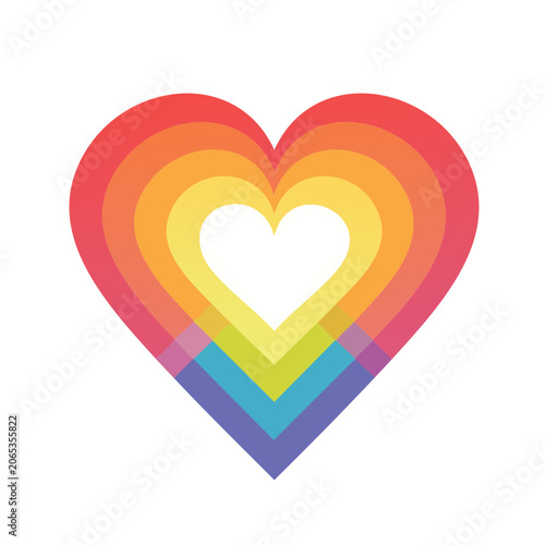 Rainbow Heart Illustration with Gradient Colors