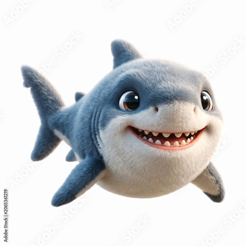Big and scary predatory shark swimming dangerously in deep blue ocean waters