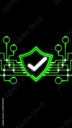 Neon Green Verified Shield Tech Icon
