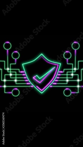Multi-Color Neon Verified Shield Icon