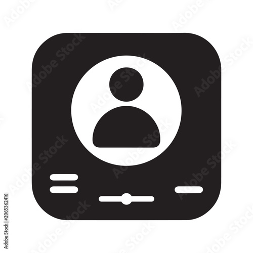 User profile icon in a rounded with slider controls during interface design isolated on white background