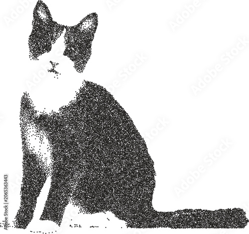 Cat y2k retro stipple art feline brutalist halftone vector png transparent, kitten 2000s photocopy effect tattoo aesthetic