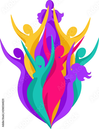 Vibrant Illustration of Diverse Figures United in Celebration and Support.